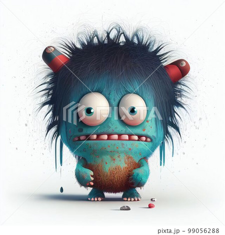 Illustration cartoon cute Monsters on isolated background (Created with Generative AI technology). 99056288
