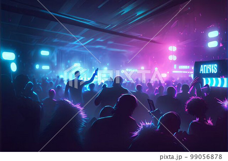 Party people enjoy concert by dancing in nightclub party Created with Generative AI technology. Party people enjoy concert by dancing in nightclub party Created with Generative AI technology. 99056878