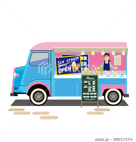 ブルーのキッチンカー 99057554