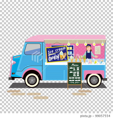 ブルーのキッチンカー 99057554