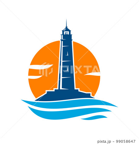 Lighthouse or beacon silhouette vector icon...のイラスト素材 [99058647] - PIXTA