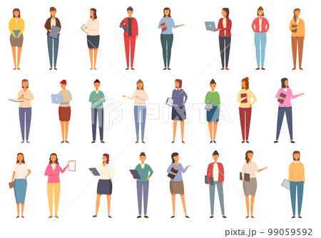 Wedding planner icons set cartoon vector. Woman organizer. Girl event 99059592