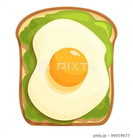 Whole egg avocado toast icon cartoon vector. Vegetarian bread. Food lunch Whole egg avocado toast icon cartoon vector. Vegetarian bread. Food lunch 99059677