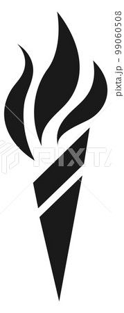 Burning torch black icon. Hot fire sign 99060508