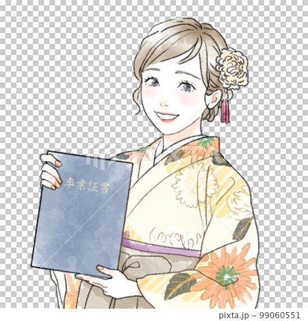 A woman in a hakama graduation ceremony 99060551