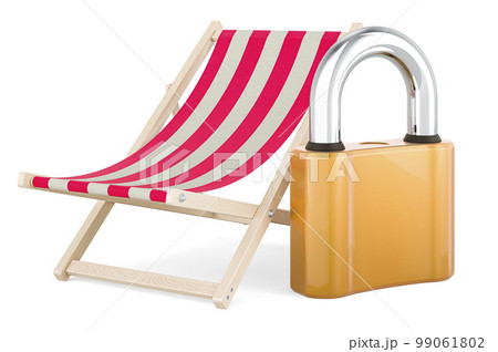 Deckchair with padlock, 3D rendering 99061802