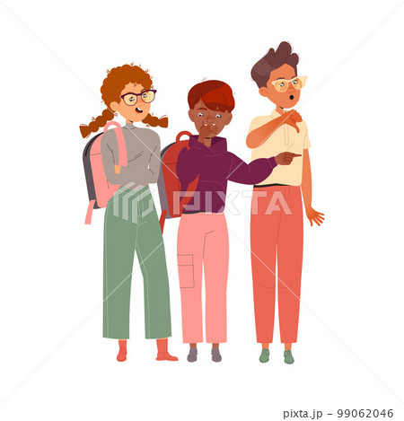 Angry Boy and Girl Bullying Somebody and Finger Pointing Abusing the Weak Vector Illustration 99062046