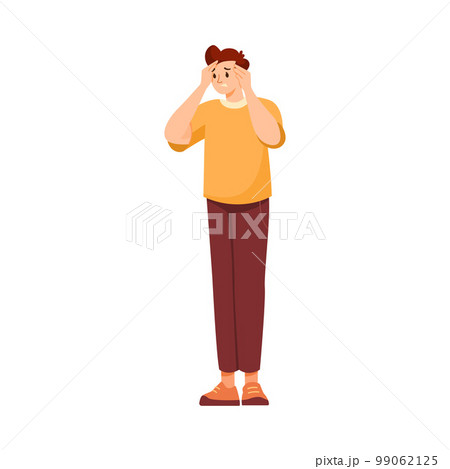 Man Character Suffering from Pain or Ache in His Head Vector Illustration 99062125
