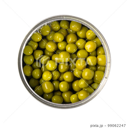 Canned Green Peas Isolated, Sweet Pea Pile, Cooked Legume, Protein Source, Healthy Vegan Food 99062247
