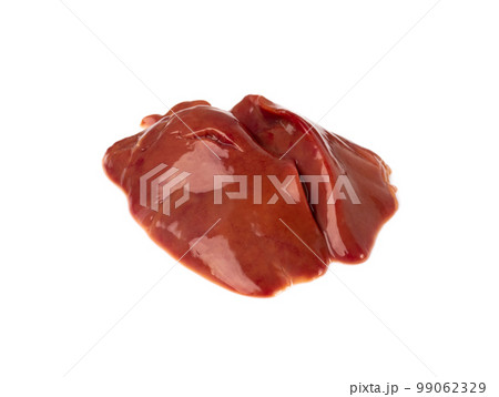 Raw Chicken Liver Isolated, Fresh Hen Offal on White Background 99062329