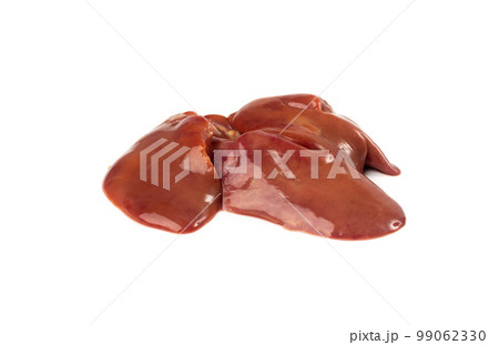 Raw Chicken Liver Isolated, Fresh Hen Offal on White Background Raw Chicken Liver Isolated, Fresh Hen Offal on White Background 99062330