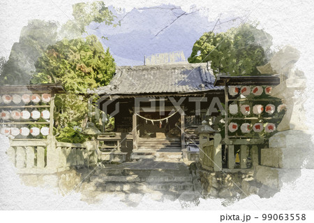 水彩画風　浜松　金山神社　拝殿　静岡県浜松市 99063558