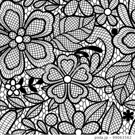 Lace seamless pattern with flowers and leaves. Embroidery handmade decoration. Lace seamless pattern with flowers and leaves. Embroidery handmade decoration. 99063562
