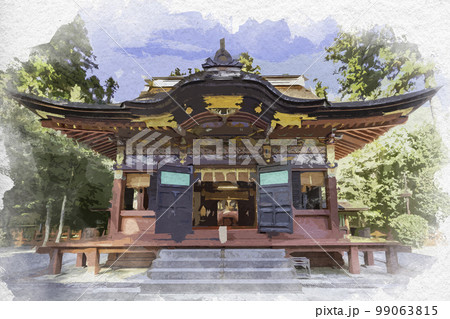 水彩画風 一之宮貫前神社 拝殿 群馬県富岡市 水彩画風 一之宮貫前神社 拝殿 群馬県富岡市 99063815