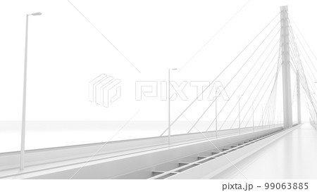 Suspension bridge perspective view, 3d model isolated on white 99063885