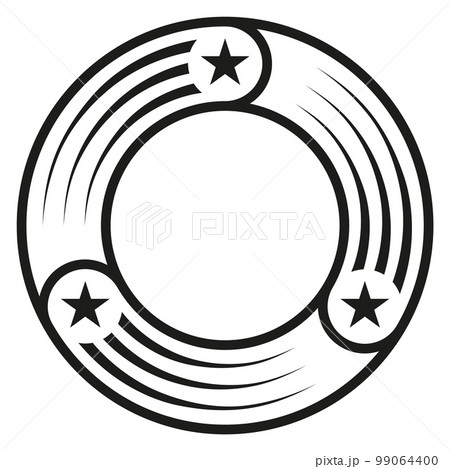 Round badge with stars. Vintage military emblem template 99064400