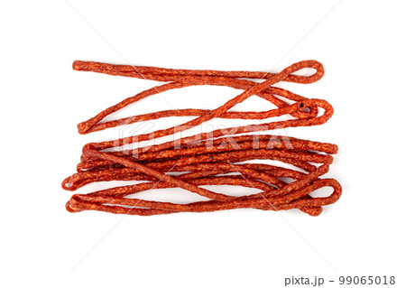 Dried Smoked Sausage Isolated, Thin Salami Sticks, Dry Embutido, Thin Bratwurst Sausage Dried Smoked Sausage Isolated, Thin Salami Sticks, Dry Embutido, Thin Bratwurst Sausage 99065018