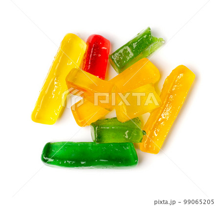 Gummy Candy Pile Isolated, Chewing Colorful Marmalade Sticks, Jelly French Fries Heap, Gelatin Candies Gummy Candy Pile Isolated, Chewing Colorful Marmalade Sticks, Jelly French Fries Heap, Gelatin Candies 99065205