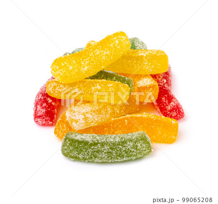 Gummy Candy Pile Isolated, Chewing Colorful Marmalade Sticks, Jelly French Fries Heap, Gelatin Candies Gummy Candy Pile Isolated, Chewing Colorful Marmalade Sticks, Jelly French Fries Heap, Gelatin Candies 99065208