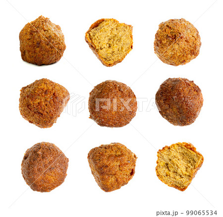 Falafel Balls Isolated, Fried Chickpea Balls, Traditional Arabic Street Food, Falafel on White Background 99065534