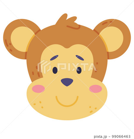 Head of cute baby ape animal. Nursery decoration, card or invitation design cartoon vector illustration Head of cute baby ape animal. Nursery decoration, card or invitation design cartoon vector illustration 99066463