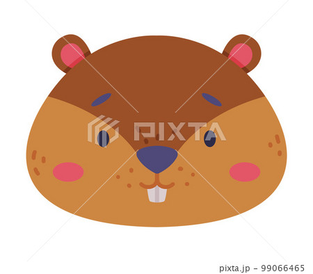 Head of baby beaver cute wild animal. Nursery decoration, card or invitation design cartoon vector illustration Head of baby beaver cute wild animal. Nursery decoration, card or invitation design cartoon vector illustration 99066465