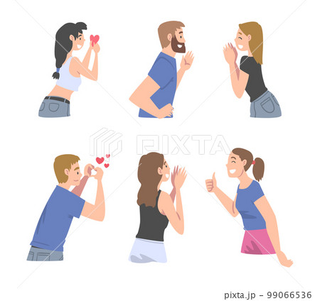 Man and Woman Showing Heart Gesture and Clapping Hands as Social Media Follower and Subscriber Showing Adoration Vector Set Man and Woman Showing Heart Gesture and Clapping Hands as Social Media Follower and Subscriber Showing Adoration Vector Set 99066536