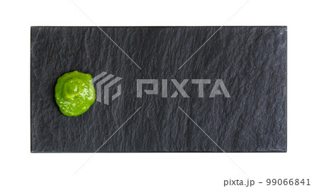 Wasabi Smear Isolated, Green Sushi Paste on White Background Wasabi Smear Isolated, Green Sushi Paste on White Background 99066841