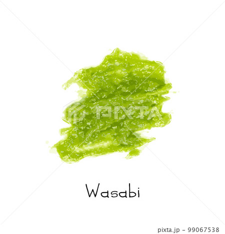 Wasabi Smear Isolated, Green Sushi Paste on White Background 99067538