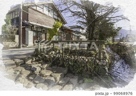 水彩画風　小幡　城下町小幡の町並み　群馬県甘楽町 99068976