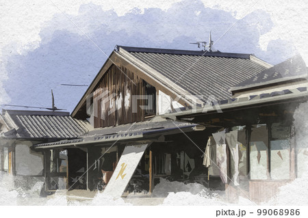 水彩画風　小幡　道の駅甘楽　群馬県甘楽町 99068986