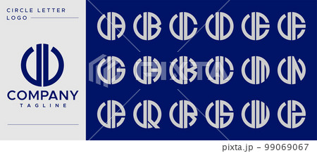 Collection of simple circle letter V logo design vector. V letter mark template. Collection of simple circle letter V logo design vector. V letter mark template. 99069067