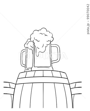 Cowboy Beer Barrel Isolated Coloring Page  99070042