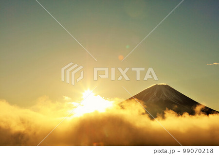 夜明けの太陽と雲海　そして富士山 99070218