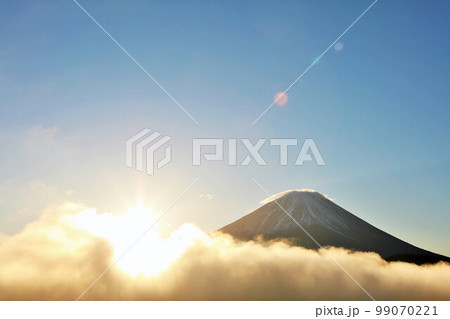 夜明けの太陽と雲海 そして富士山 夜明けの太陽と雲海 そして富士山 99070221