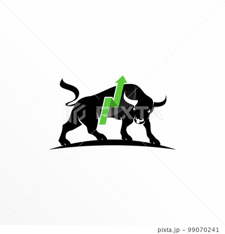 Bull andTraffic or up arrow image graphic icon logo design abstract concept vector stock. Can be used as a symbol related to animal or trading. 99070241