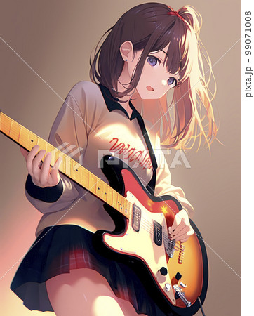 女性がギターを弾く「AI生成画像」　 99071008