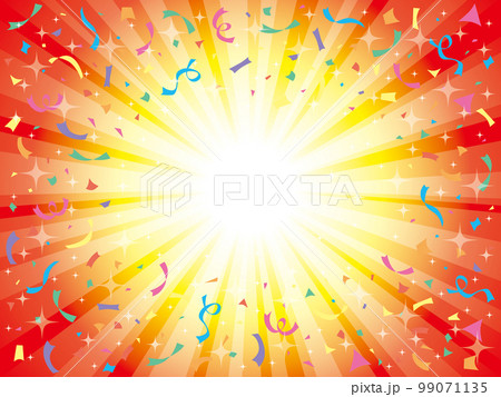 紙吹雪放射キラキラ背景 赤 99071135