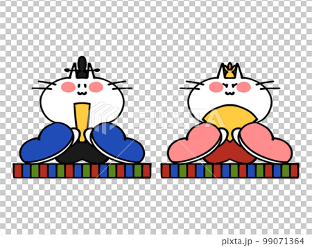 Hinamatsuri's emperor and Hina doll cat illustration material Hinamatsuri's emperor and Hina doll cat illustration material 99071364
