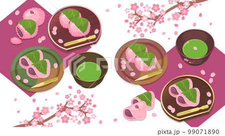 さくら和菓子イラストセット さくら和菓子イラストセット 99071890