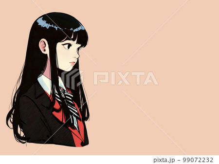 横顔の女子高生・女子中生　アニメ風イラスト「AI生成画像」 99072232