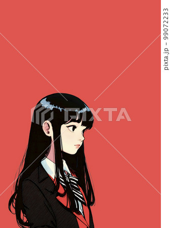 横顔の女子高生・女子中生　アニメ風イラスト「AI生成画像」 99072233