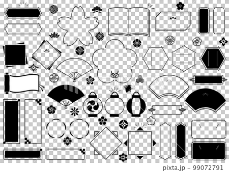 シンプルで使いやすい和風フレームデザイン 99072791