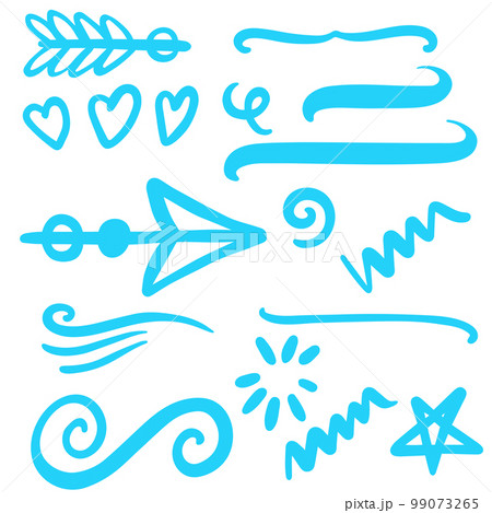 Blue Swirls and Swooshes Vector Accent Line Work 99073265
