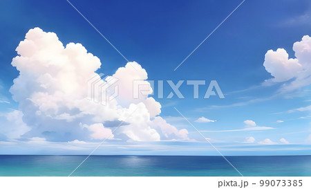 夏の海と空　水平線　水彩イラスト 99073385