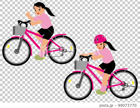 横から見た自転車に乗る女の子 99073770