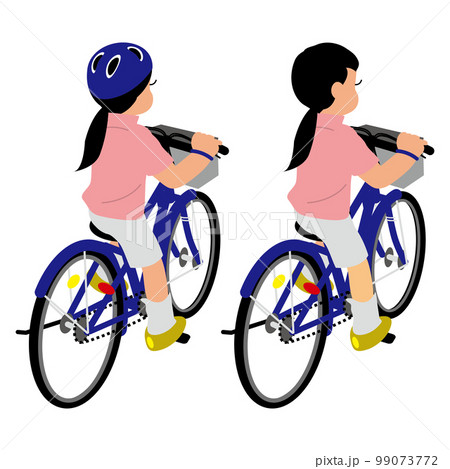 自転車に乗る後ろ姿の女の子 自転車に乗る後ろ姿の女の子 99073772