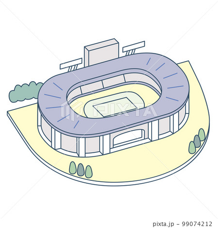 多くの人々が集まるスタジアム。活気ある特別な日 99074212