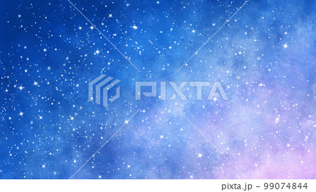 手描きの水彩の星空、キラキラ背景 手描きの水彩の星空、キラキラ背景 99074844