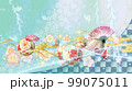 春の花と手毬と蝶々の華やかな和風の背景  99075011
